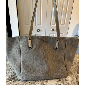 SAS Faye DLX Tote Woven Handbag #0262 Toffee Stone Taupe Leather Trim Bottom USA